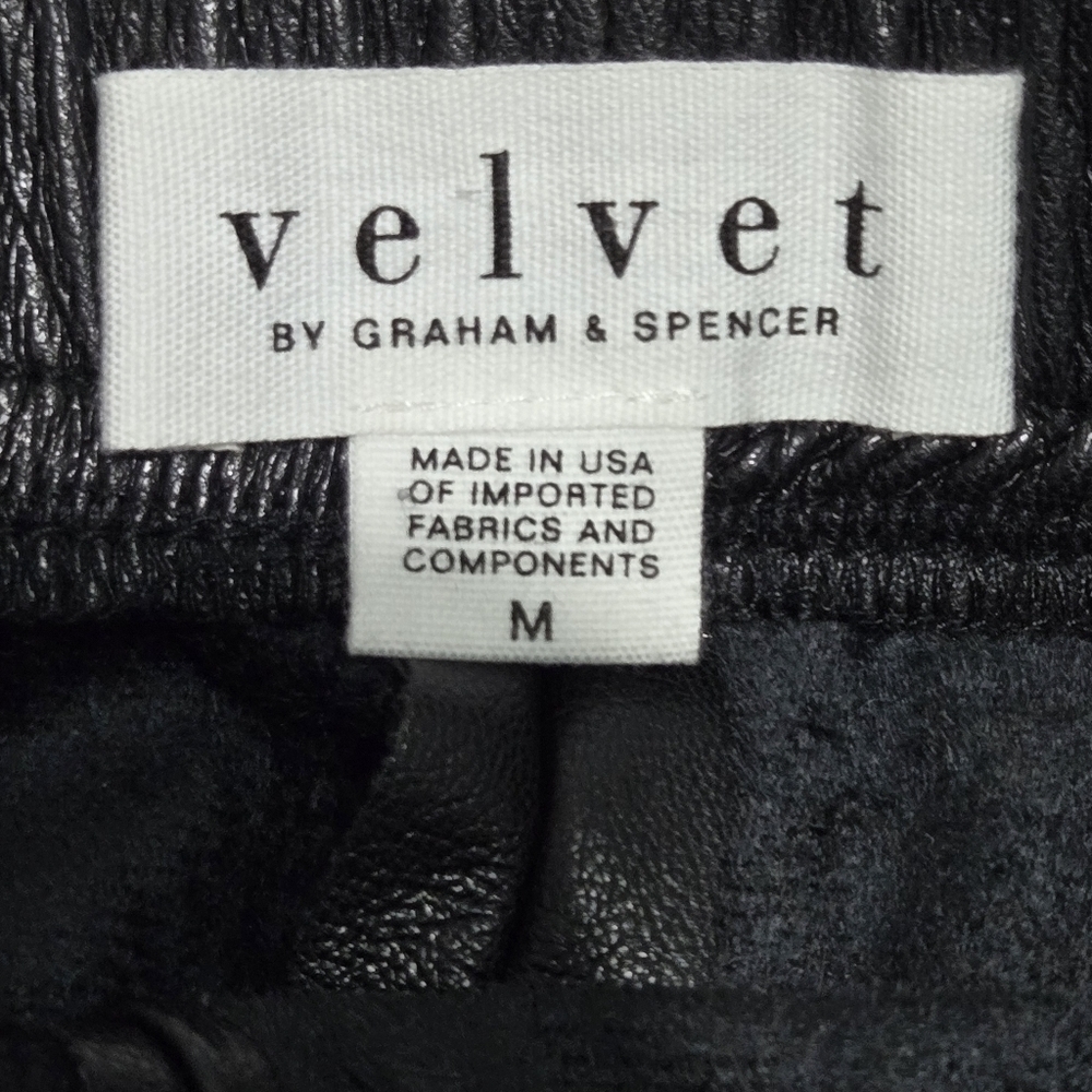 Velvet By GrahamAndSpence Black Faux Leather Wide-Leg Pants Womens Size Medium - Picture 7 of 8